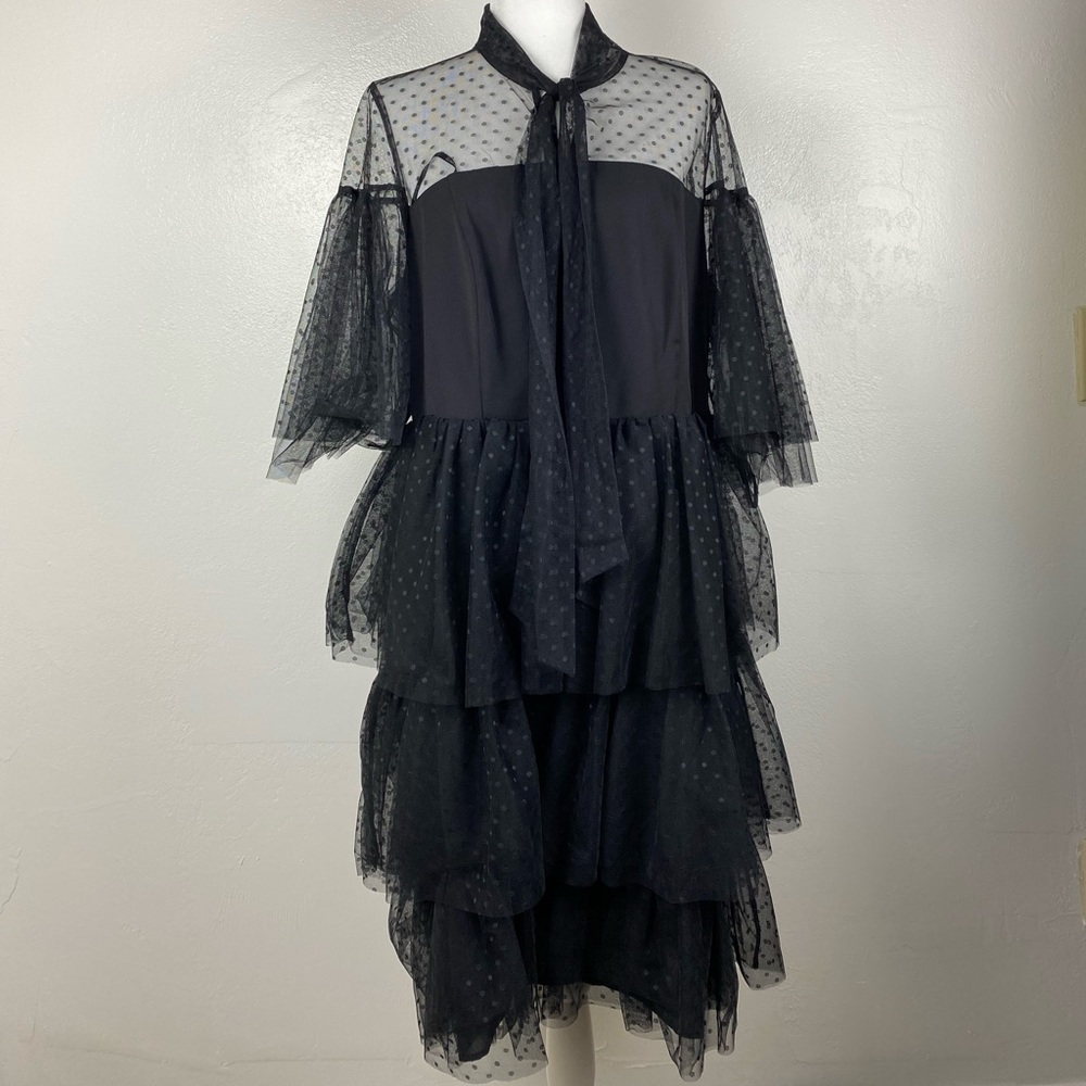 Eloquii Black Lace Gothic Tiered Elegant Cocktail Party Dress women’s size 16